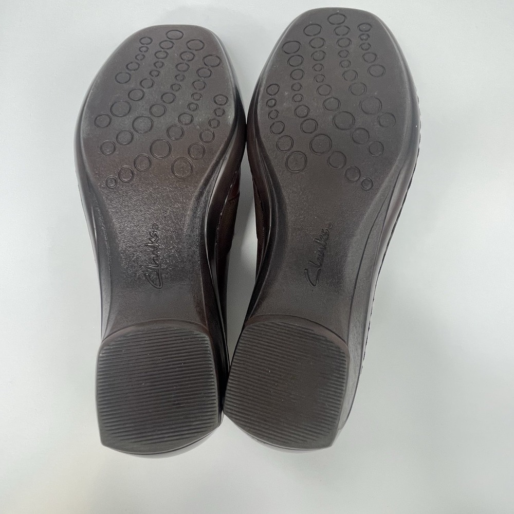 Clarks Womens Shoes Size 7.5 Brown Leather Slip On Loafer Croc Print - Picture 10 of 15